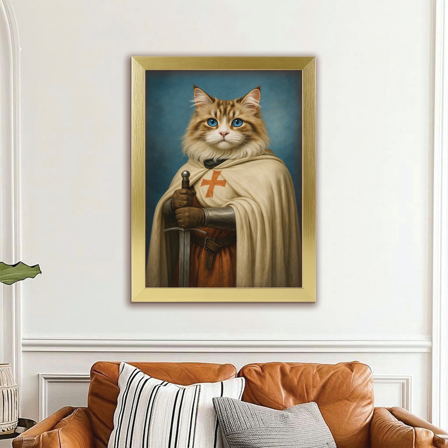 Custom Photo Priest Cat Canvas Framed Wall Art Gift For Cat Lovers