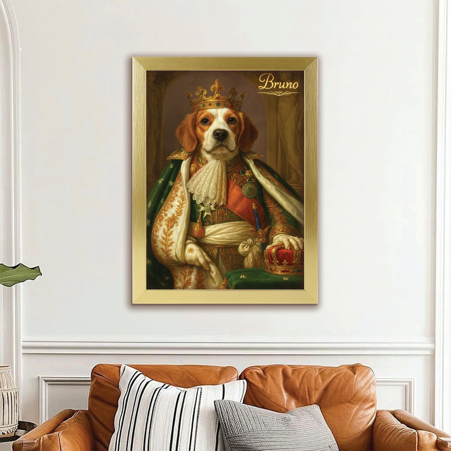Custom Photo Napoleon Dog Canvas Framed Wall Art Gift For Dog Lovers