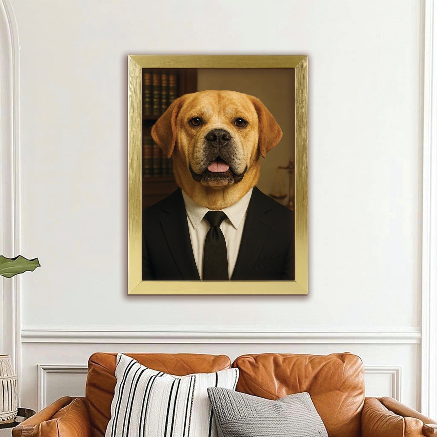 Custom Photo Lawyer Dog Canvas Framed Wall Art Gift For Dog Lovers