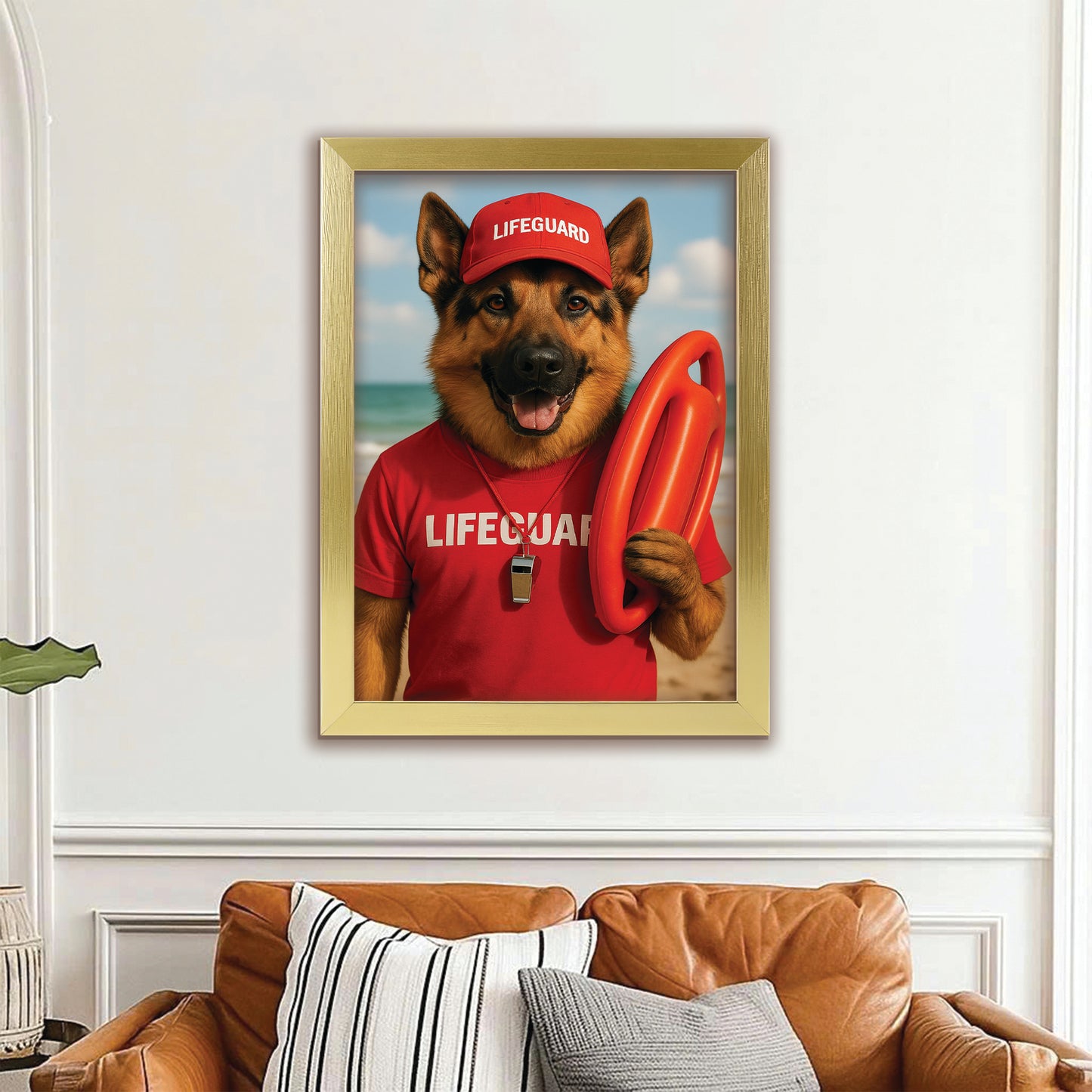 Custom Photo Lifeguard Dog Canvas Framed Wall Art Gift For Dog Lovers