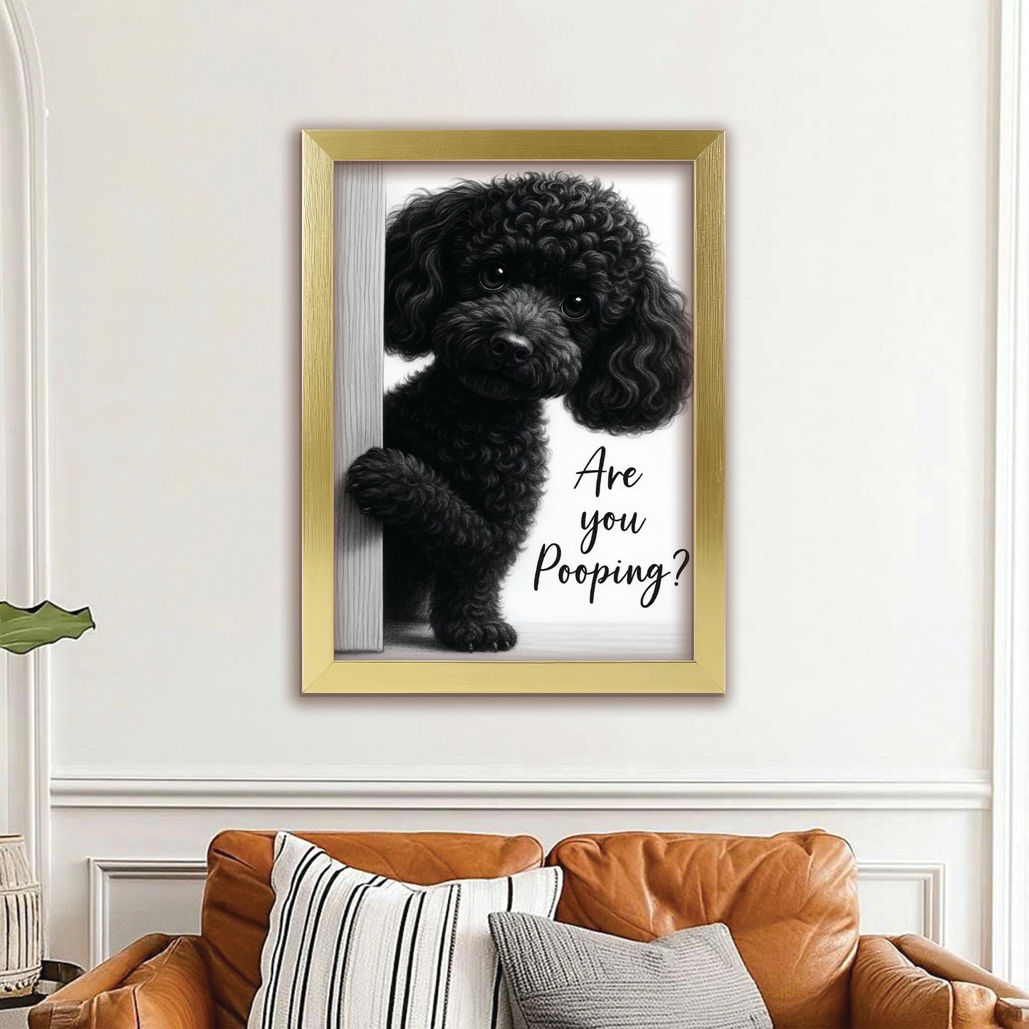 Custom Photo Dog Bathroom Canvas Framed Wall Art Gift For Dog Lover