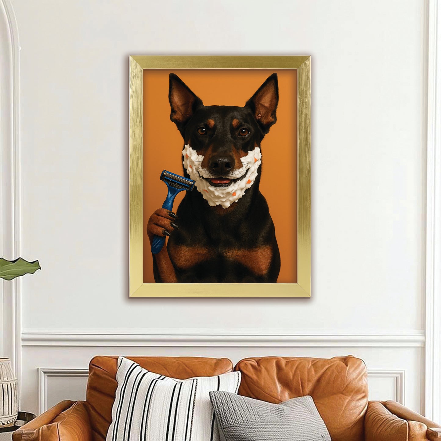 Custom Photo Dog Bathroom Style 36 Canvas Framed Wall Art Gift For Dog Lovers