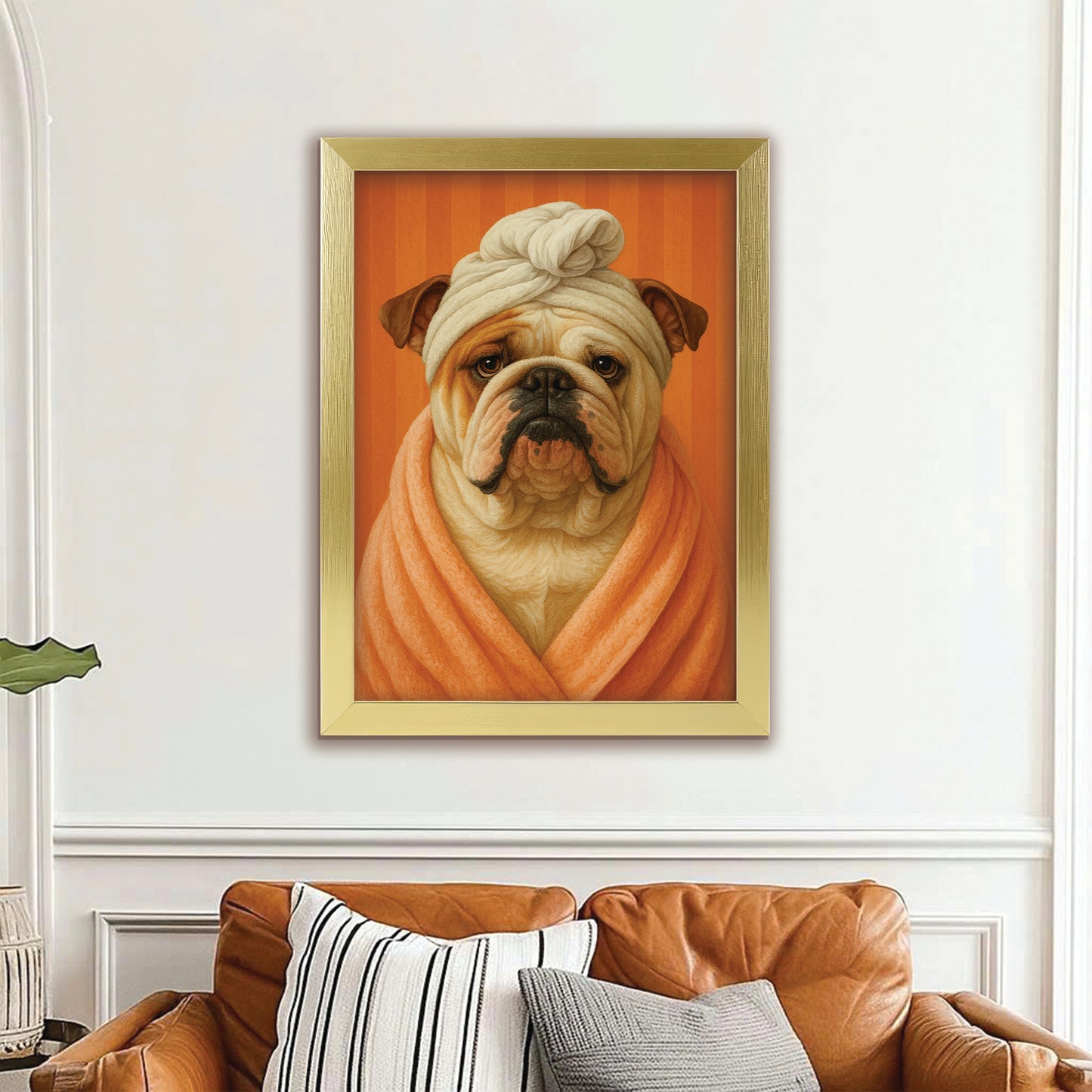 Custom Photo Dog Bathroom Style 17 Canvas Framed Wall Art Gift For Dog Lovers