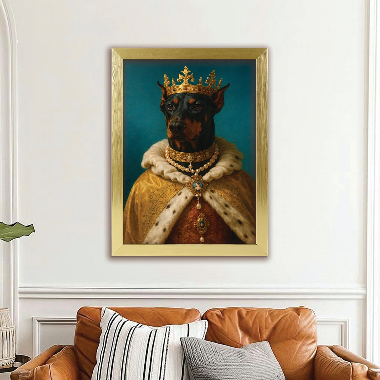 Custom Photo King Royal Dog Canvas Framed Wall Art Gift For Dog Lovers