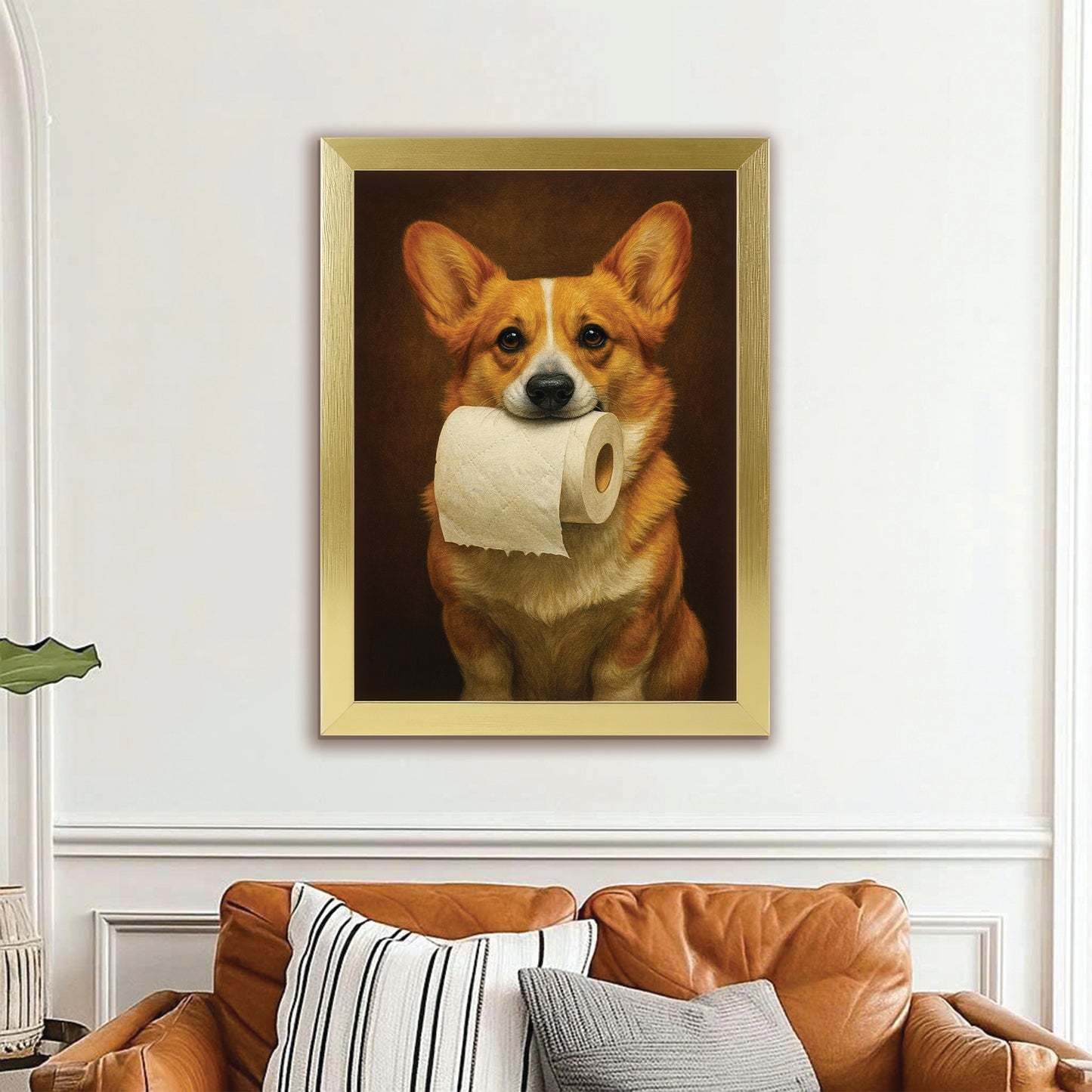 Custom Photo Dog Bathroom Style 18 Canvas Framed Wall Art Gift For Dog Lovers