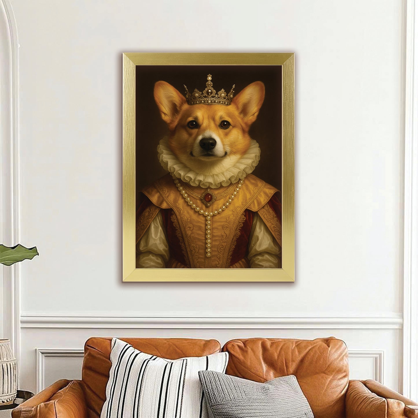 Custom Photo Dog Queen Royal Canvas Framed Wall Art Gift For Dog Lovers