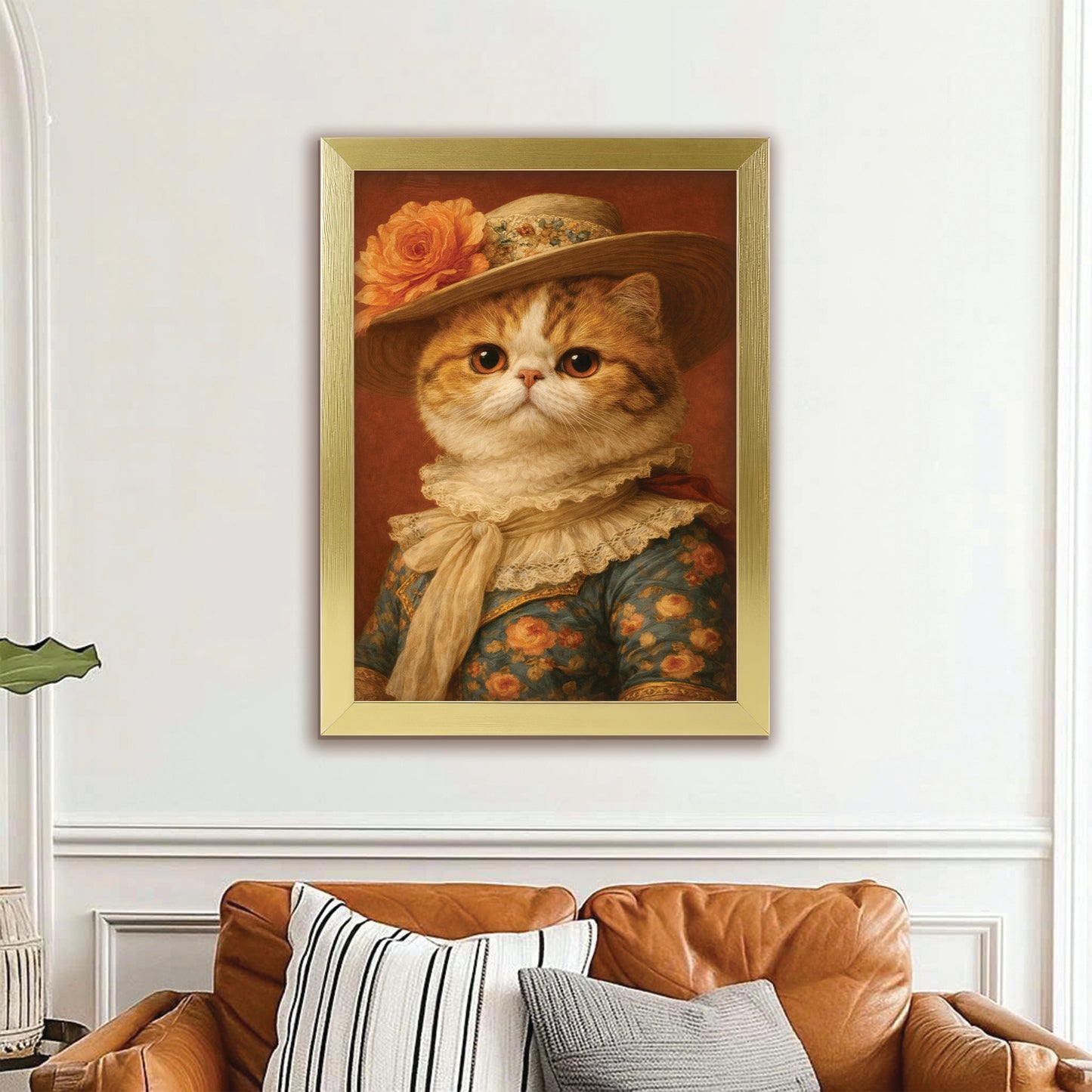 Custom Photo Cat Royal Style 05 Canvas Framed Wall Art Gift For Cat Lovers