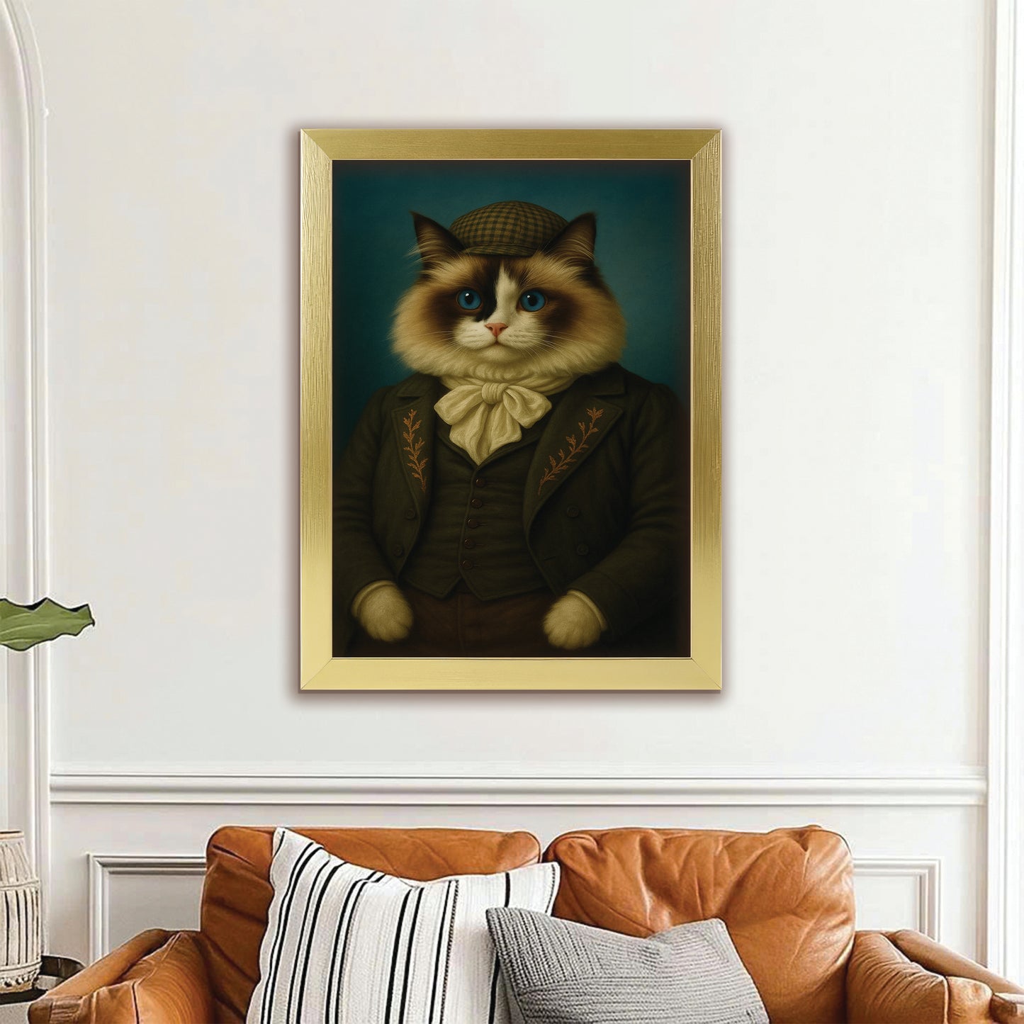 Custom Photo Detective Cat Canvas Framed Wall Art Gift For Cat Lovers