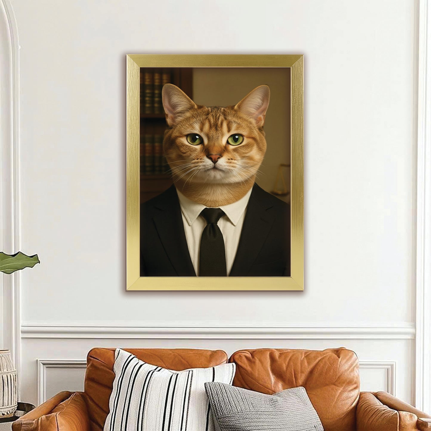 Custom Photo Lawyer Cat Canvas Framed Wall Art Gift For Cat Lovers