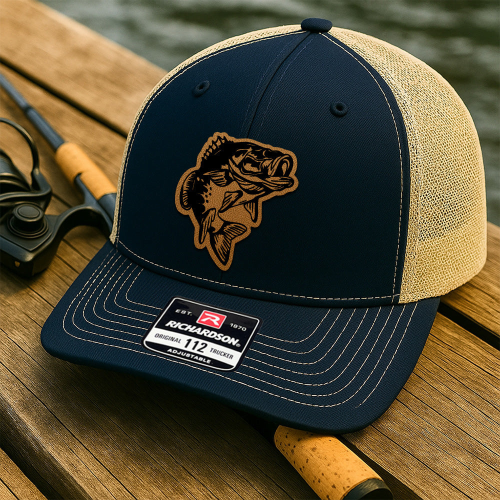 Custom Fishing Cap with Leather Patch – Personalized Gift for Father, Grandpa, or Fisherman THUC99MF36