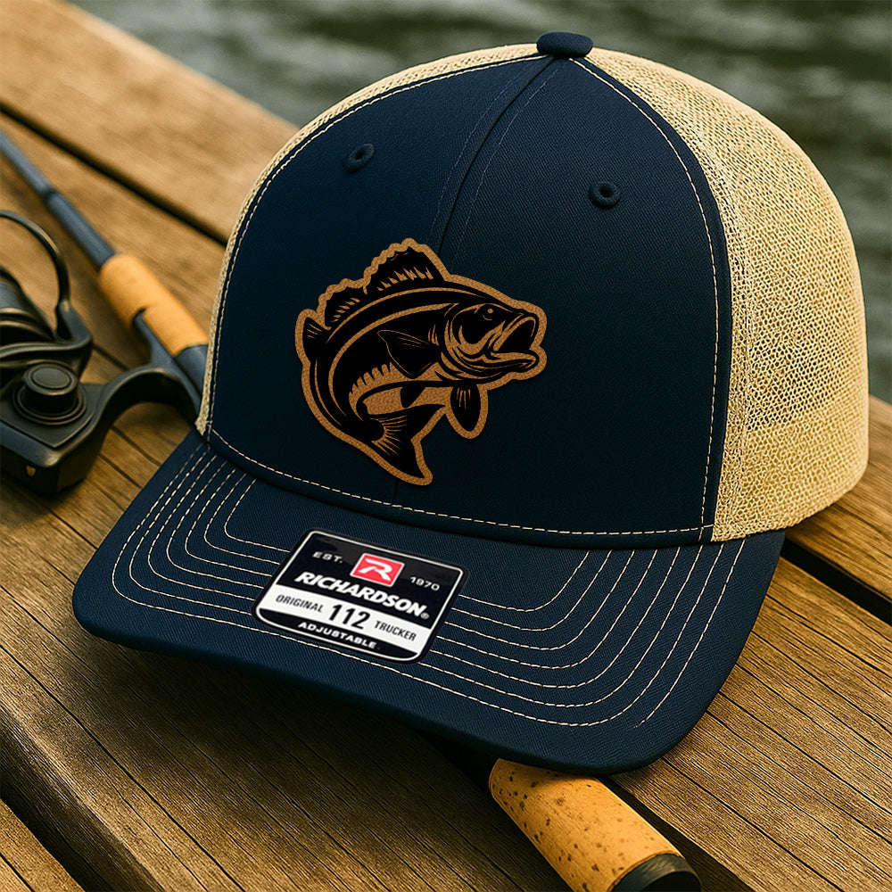 Custom Fishing Trucker Hat – Personalized Laether PatchGift for Fishermen, Dads THUC99MF28