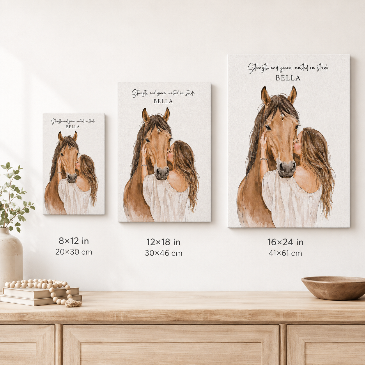 Custom Photo Horse Wall Art Canvas | Personalized Horse Photo Canvas | Gift For Horse Lovers TOM99