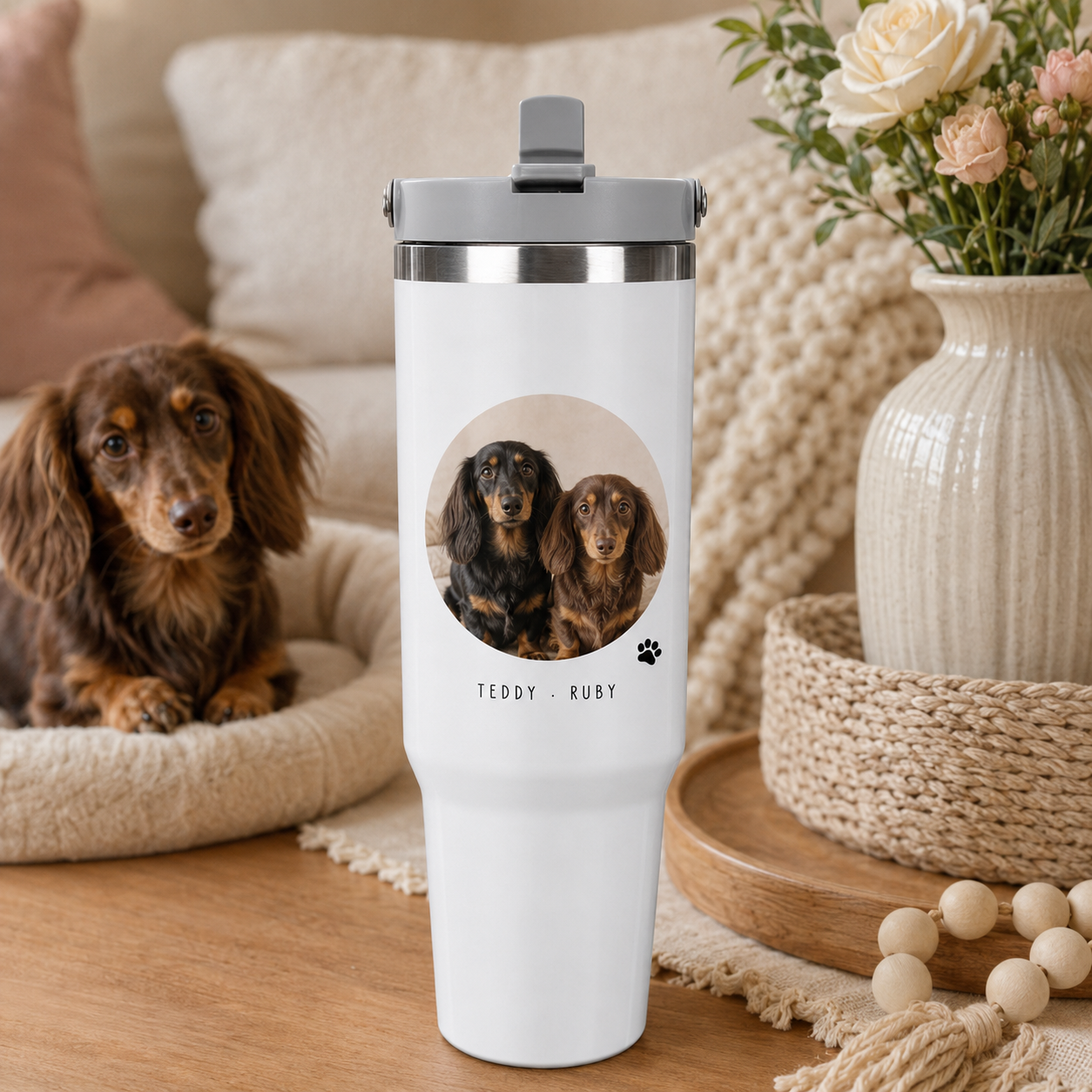 Custom Photo Best Mom Dog 30oz Tumbler | Gift For Dog Lovers | Pet Lover Gifts TOM99
