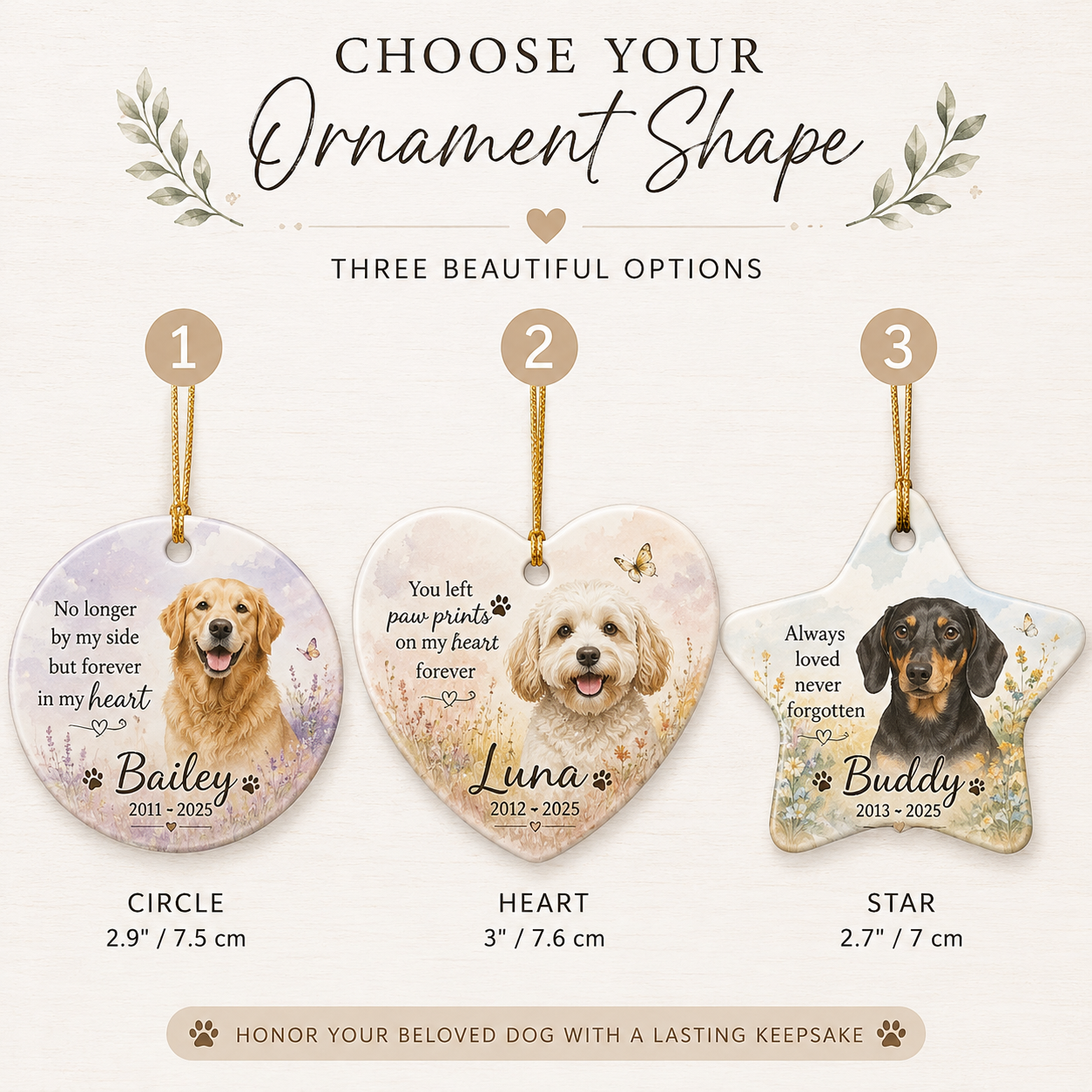 Custom Photo Dog Memorial Ceramic Ornament | Personalized Dog Lovers Gifts | Gift For Dog Lovers TOM99