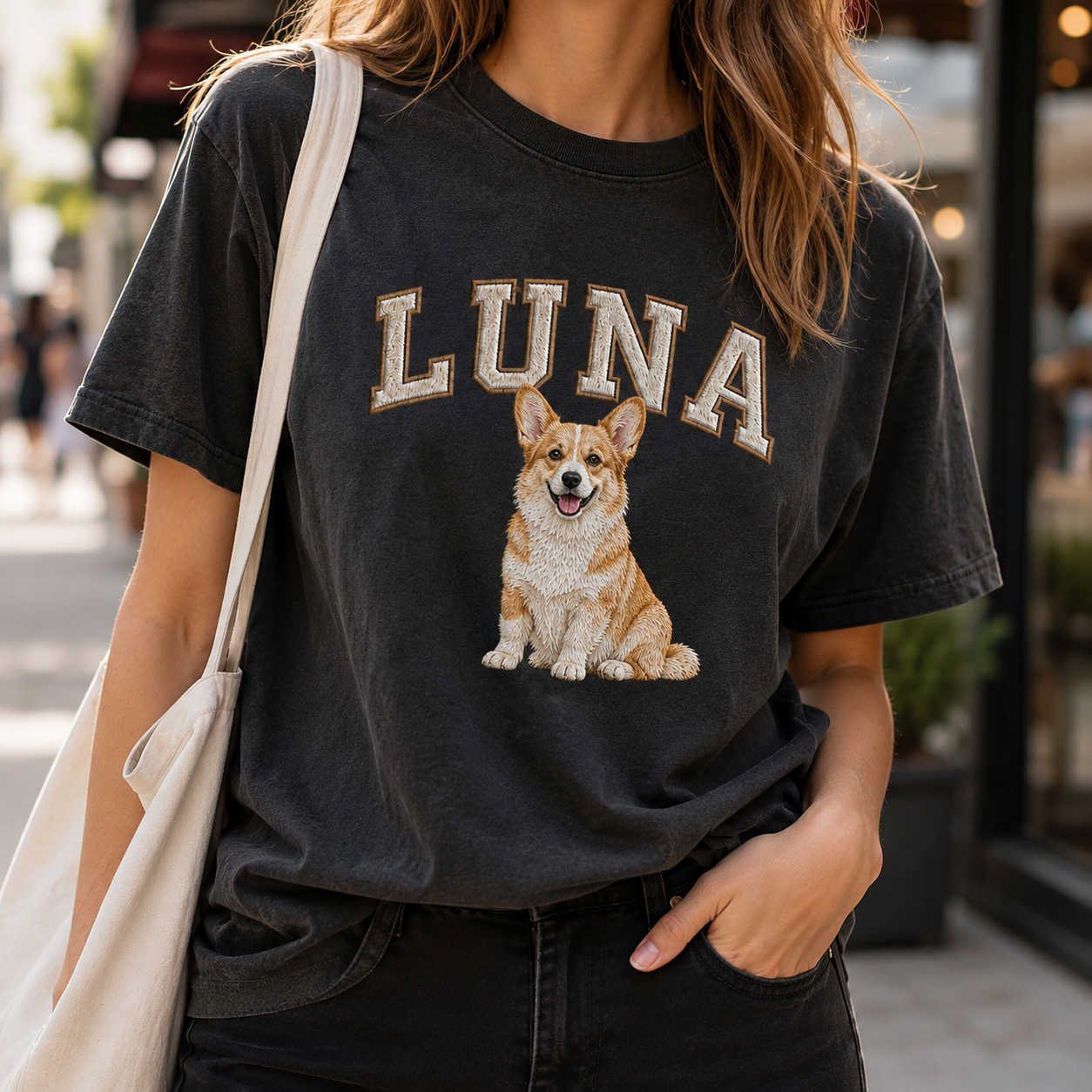 Personalized Photo Dog Embroidered Unisex Tee, Custom Pet Face Shirt, Dog Lover Gift THUC99