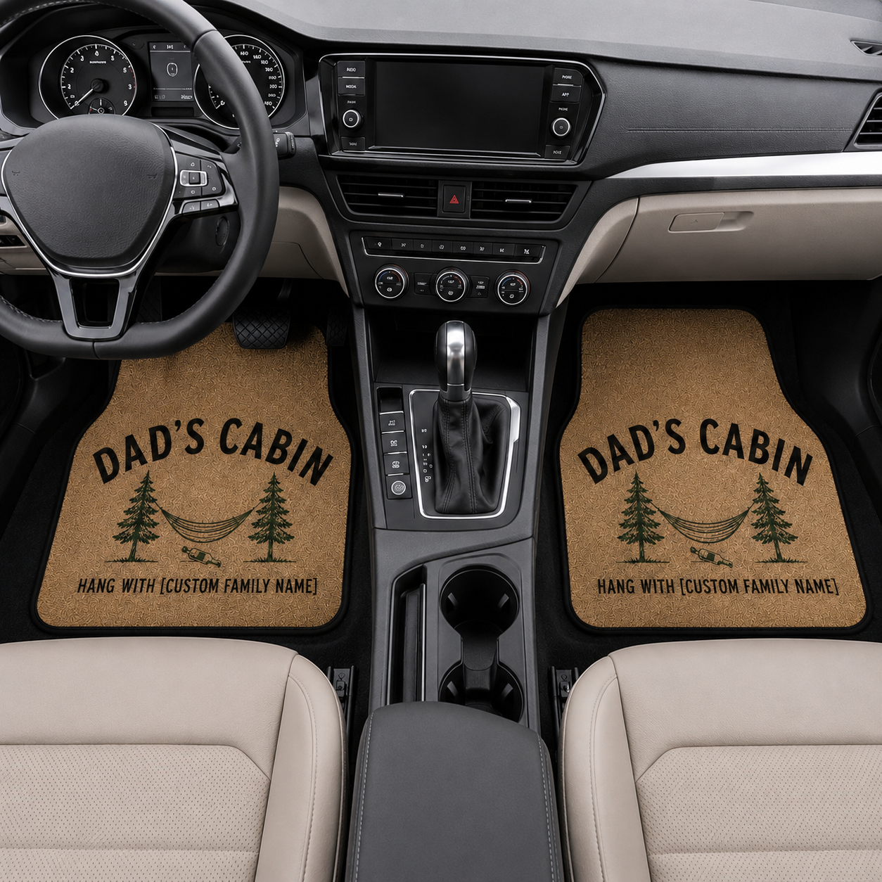 Personalized Dad's Cabin Flannel Car Floor Mats, Custom Dad Floor Mats, Gift For Dad TOM99