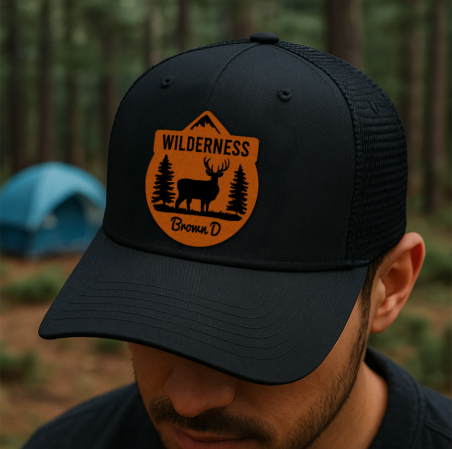 Custom Wilderness Trucker Hat – Deer & Forest Patch – Personalized Richardson 112 Outdoor Hunting Cap VHA163