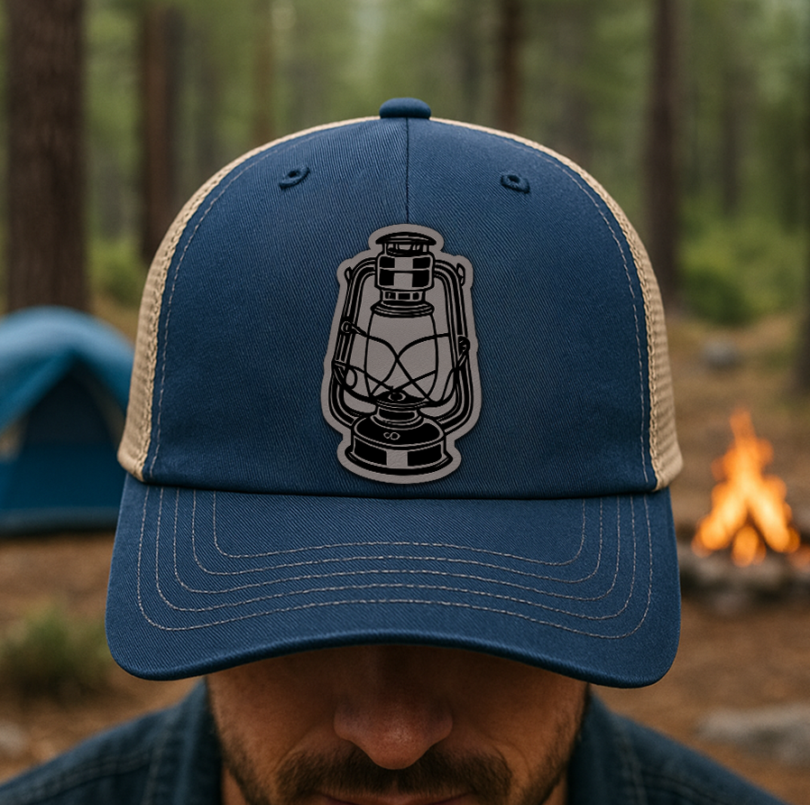 Vintage Lantern Trucker Hat – Custom Outdoor Patch Cap – Richardson 112 Retro Camping Hat VHA163