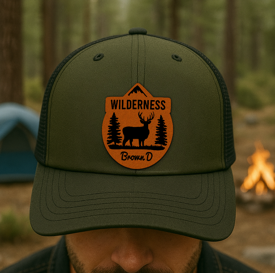 Custom Wilderness Trucker Hat – Deer & Forest Patch – Personalized Richardson 112 Outdoor Hunting Cap VHA163