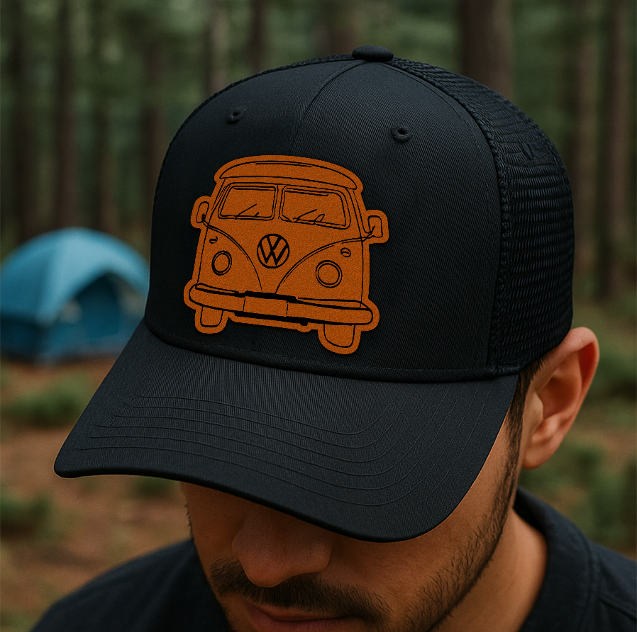 Custom Retro Van Trucker Hat – Yellow VW Camper Patch – Richardson 112 Vanlife Mesh Cap VHA163
