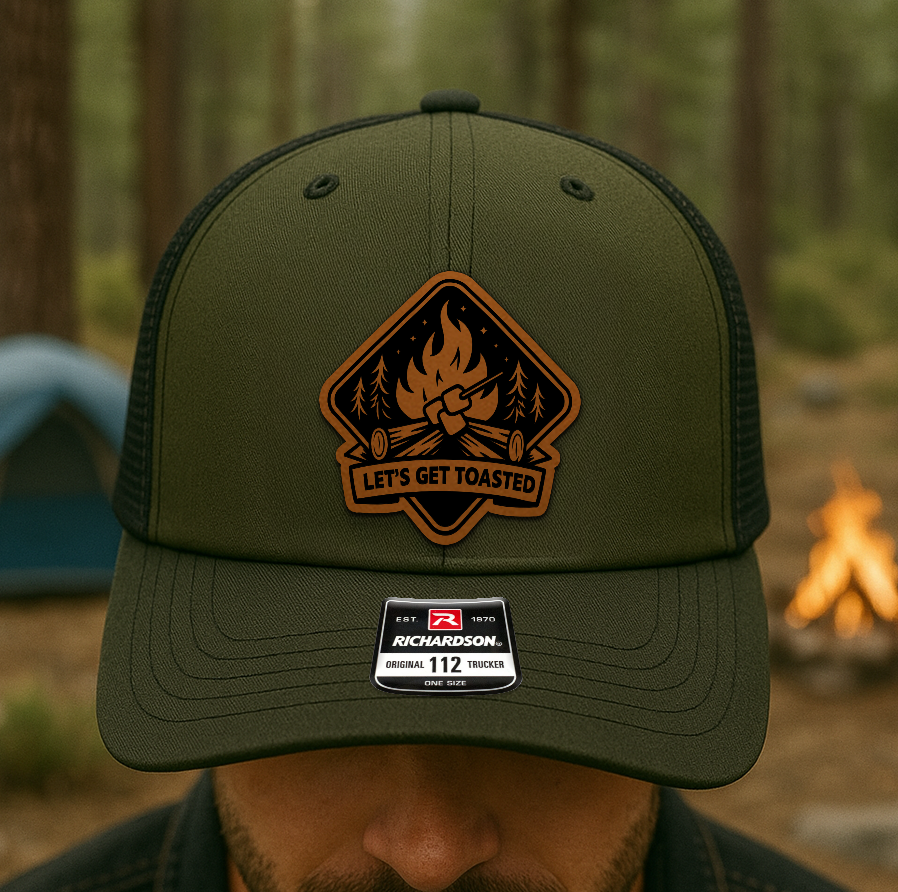 Custom “Let’s Get Toasted” Trucker Hat – Funny Marshmallow Campfire Cap – Richardson 112 Camping Hat VHA163