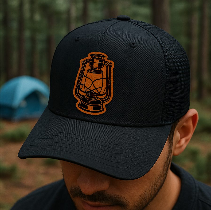 Vintage Lantern Trucker Hat – Custom Outdoor Patch Cap – Richardson 112 Retro Camping Hat VHA163