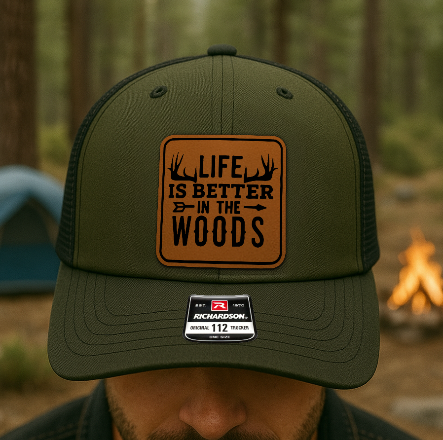 Custom “Life Is Better in the Woods” Trucker Hat – Nature Lover Richardson 112 Mesh Cap VHA163