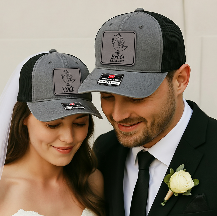 Custom Wedding Trucker Hat – Custom Bride Goose Cap with Wedding Date, Funny Personalized Bachelorette Gift VHA163