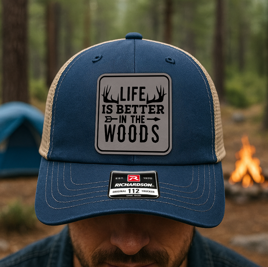 Custom “Life Is Better in the Woods” Trucker Hat – Nature Lover Richardson 112 Mesh Cap VHA163