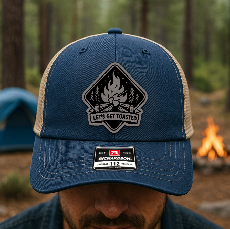 Custom “Let’s Get Toasted” Trucker Hat – Funny Marshmallow Campfire Cap – Richardson 112 Camping Hat VHA163