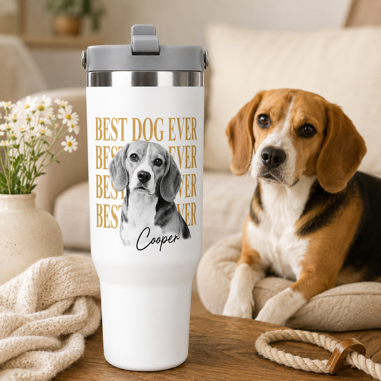 Custom Photo Best Dog Ever 30oz Tumbler | Gift For Dog Lovers | Pet Lover Gifts TOM99