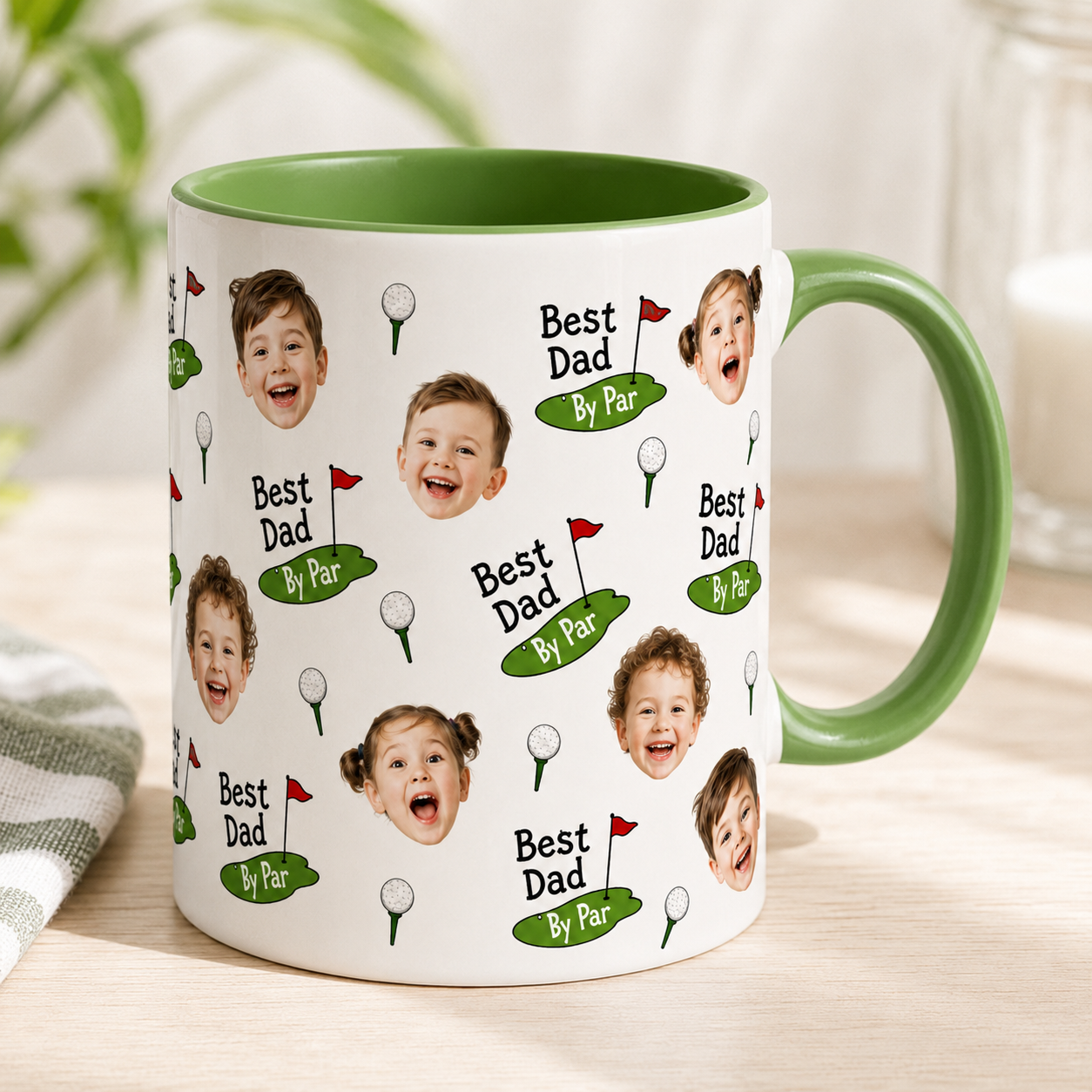 Custom Photo Best Dad By Par Mug, Personalized Mug Mug For Husband Dad Grandfather TOM99