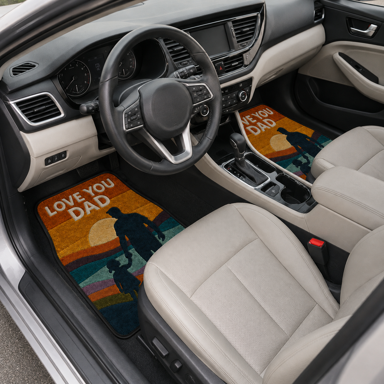 Personalized Love You Dad Flannel Car Floor Mats, Custom Dad Floor Mats, Gift For Dad TOM99