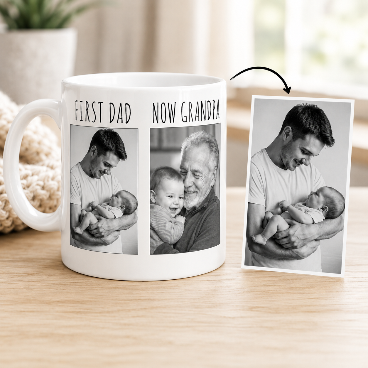 Custom Photo First Dad Mug, Personalized Mug Mug For Husband Dad Grandfather TOM99