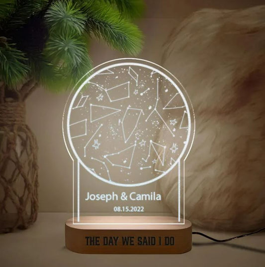 Custom Star Map By Date Led Light | Personalized Night Sky By Date Night Light | Couples Gift