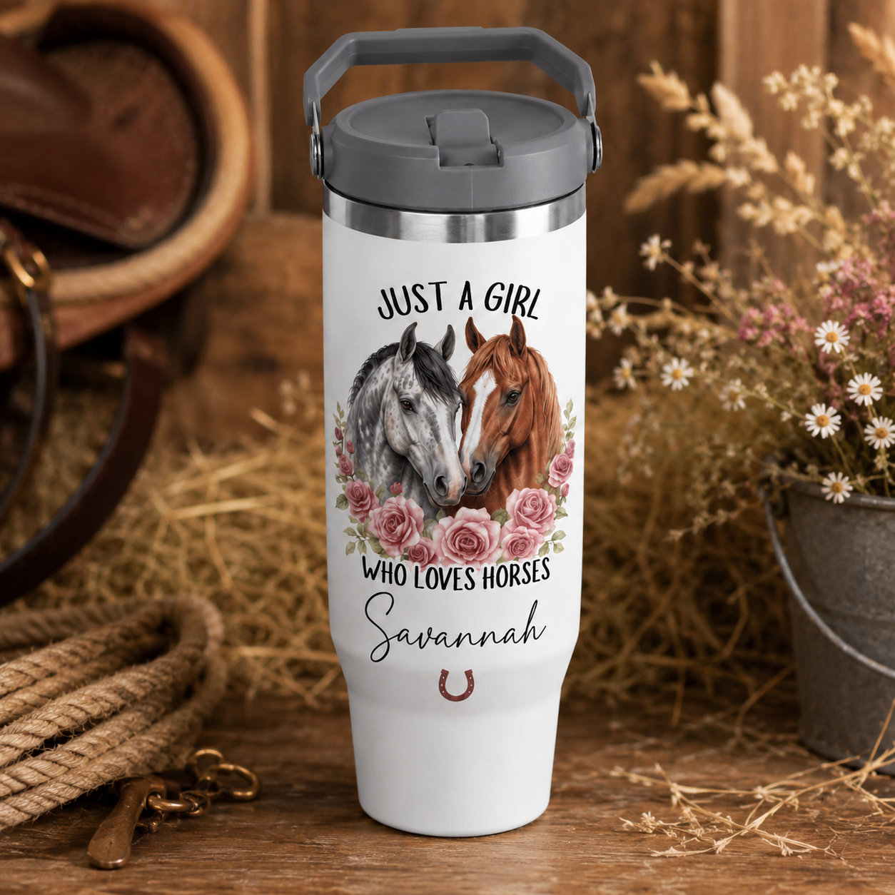 Custom Just A Girl Horse 30oz Tumbler | Gift For Horse Lovers | Pet Lover Gifts TOM99