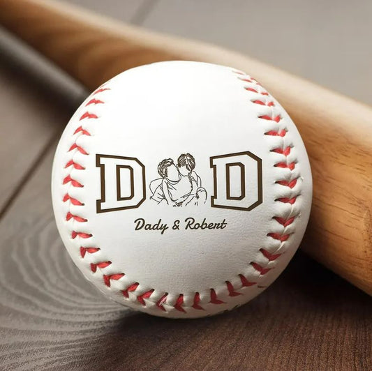 Personalized Photo Dad With Kid Engraved Baseball | Custom Gift For Dad | Father's Day Gift