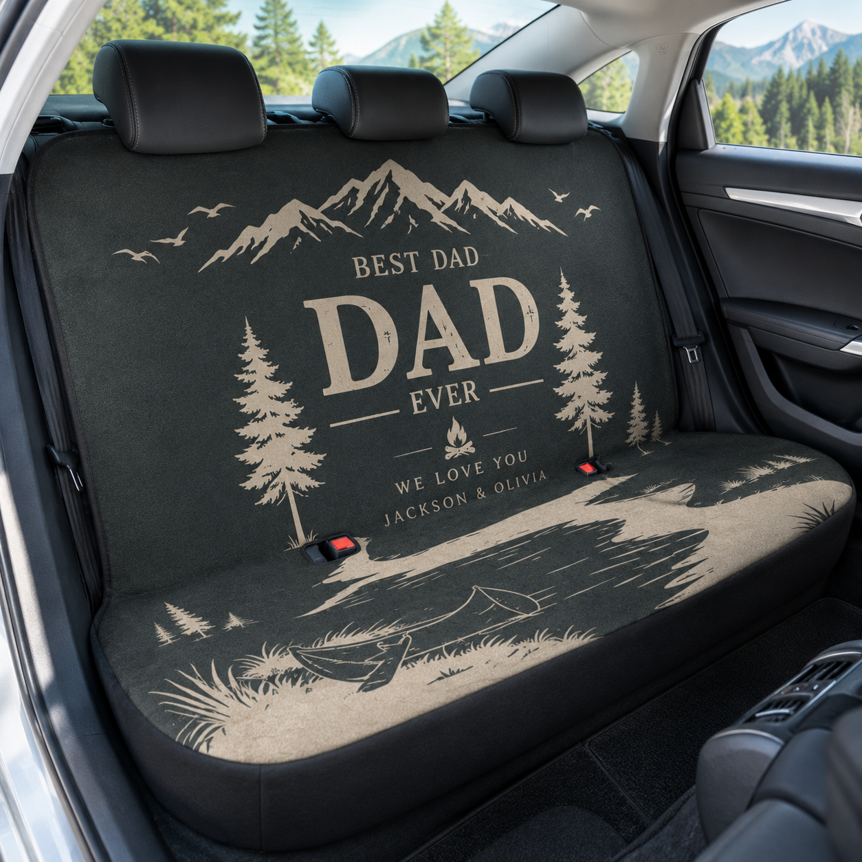 Personalized Best Papa Car Rear Seat Cover, Custom Back Seat Protector For Dad, Gift For Dad TOM99