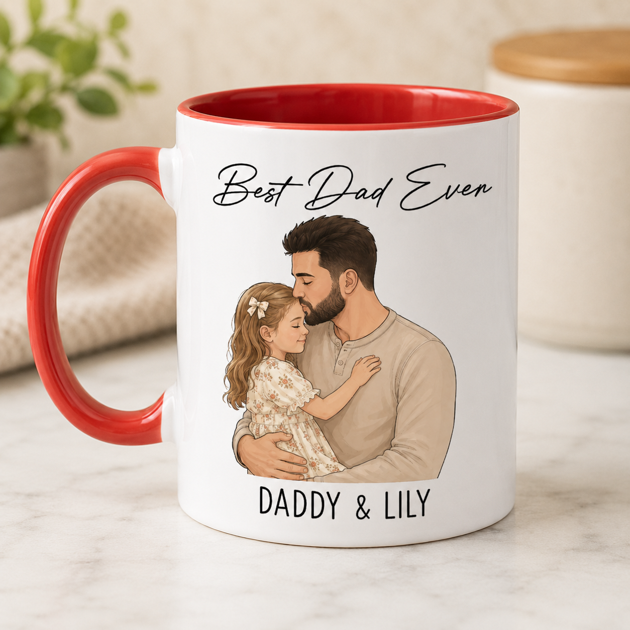 Custom Photo Best Dad Ever Mug, Personalized Mug Mug For Husband Dad Grandfather TOM99