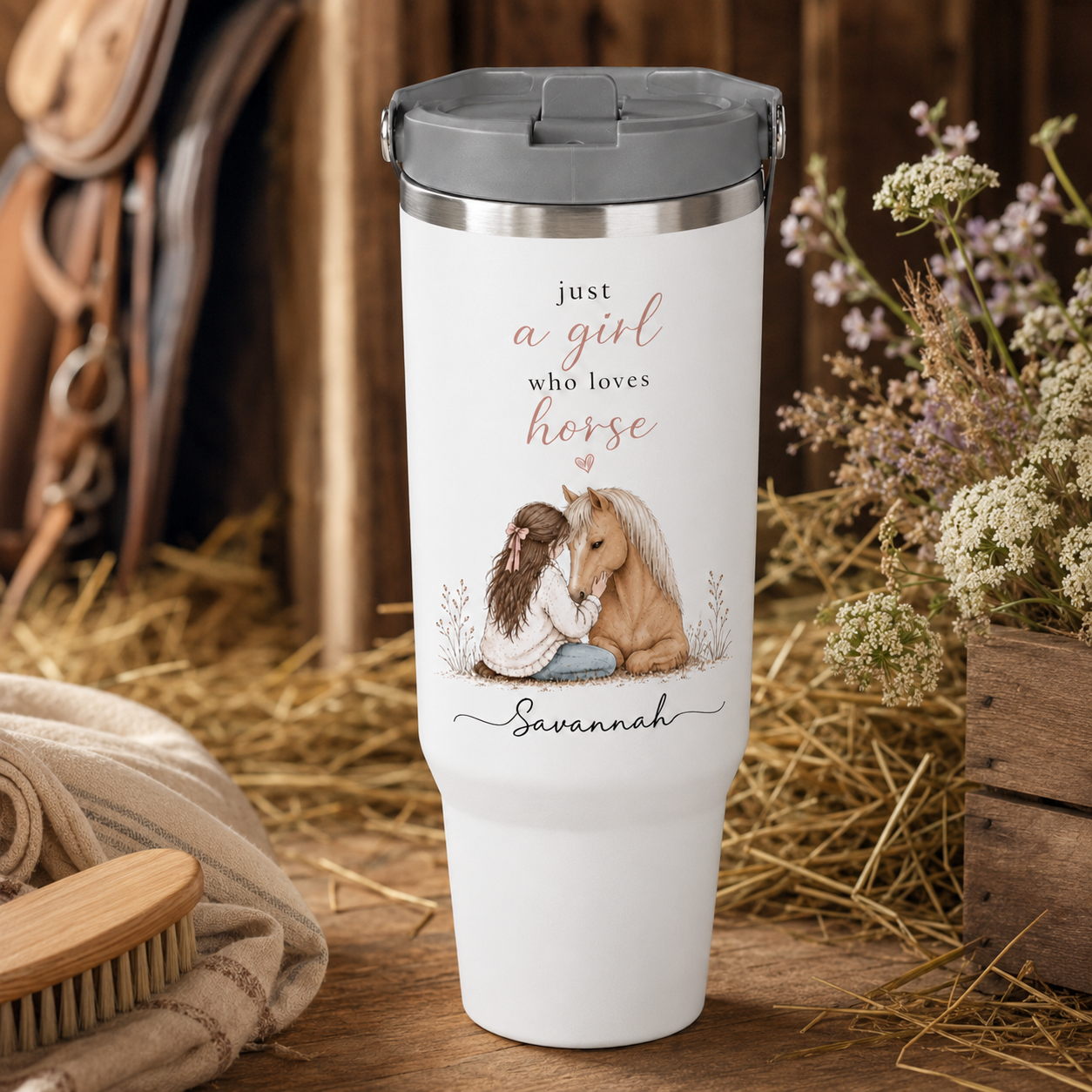 Custom Photo Just A Girl Who Loves Horse 30oz Tumbler | Gift For Horse Lovers | Pet Lover Gifts TOM99