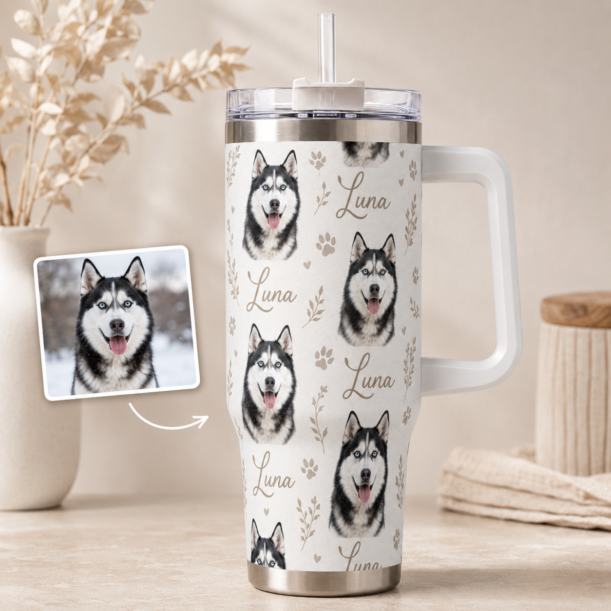 Custom Photo Dog 40oz Tumbler