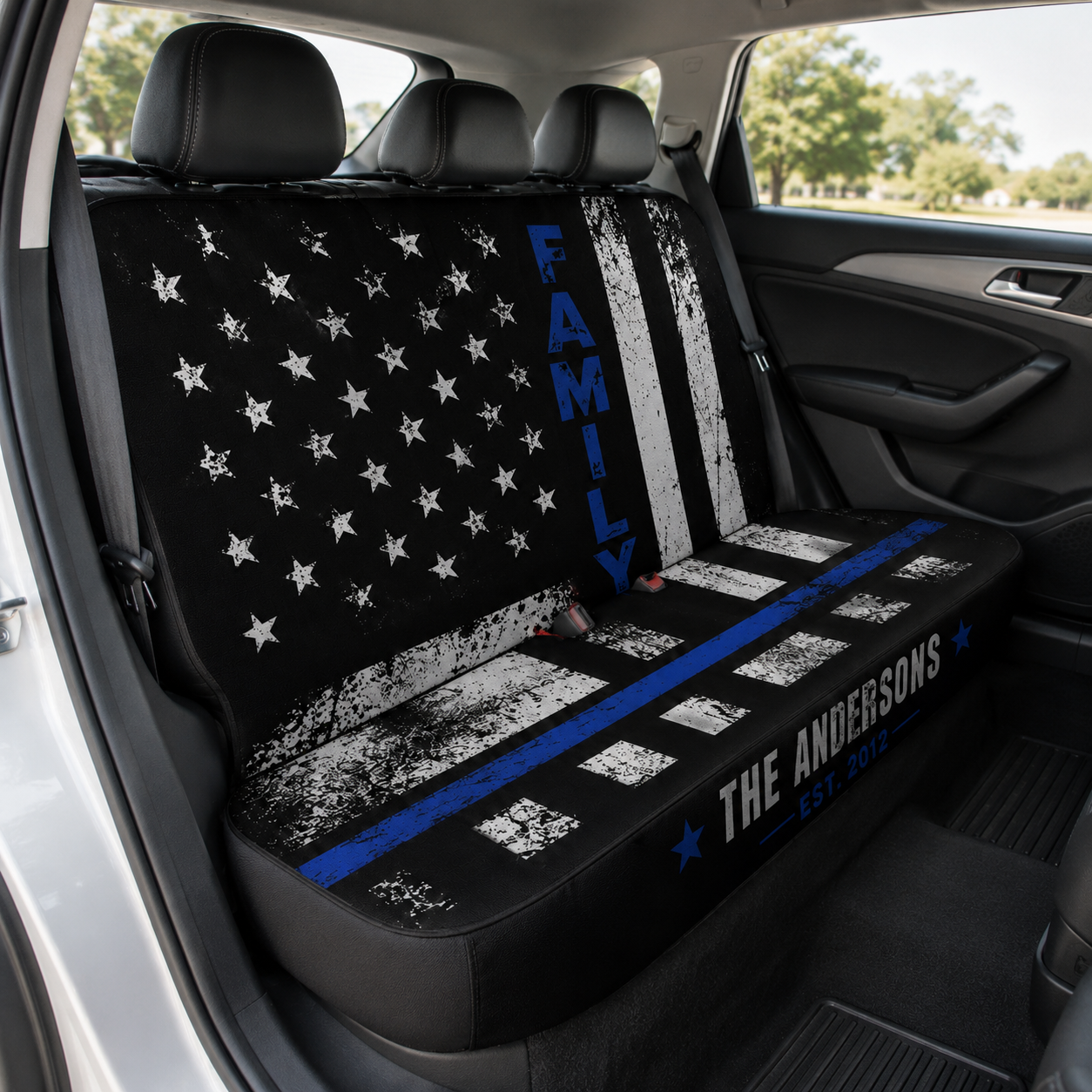Personalized Dad Family Car Rear Seat Cover, Custom Back Seat Protector For Dad, Gift For Dad TOM99