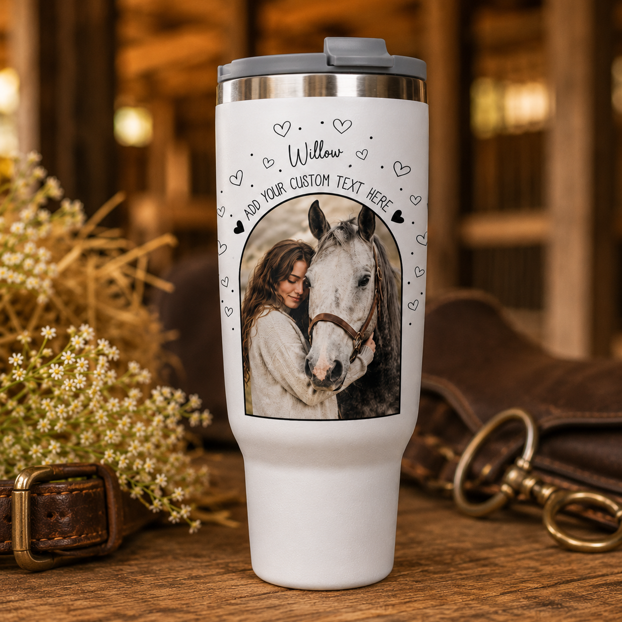 Custom Photo Girl Horse 30oz Tumbler | Gift For Horse Lovers | Pet Lover Gifts TOM99