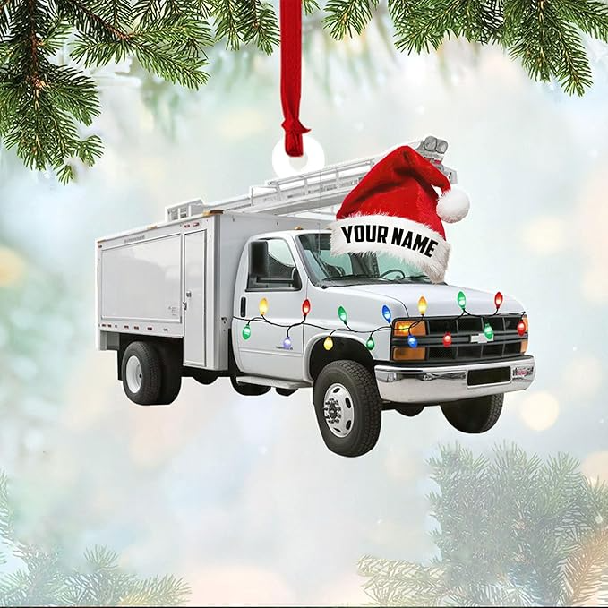 Custom Lineman Vehicle Christmas Ornament