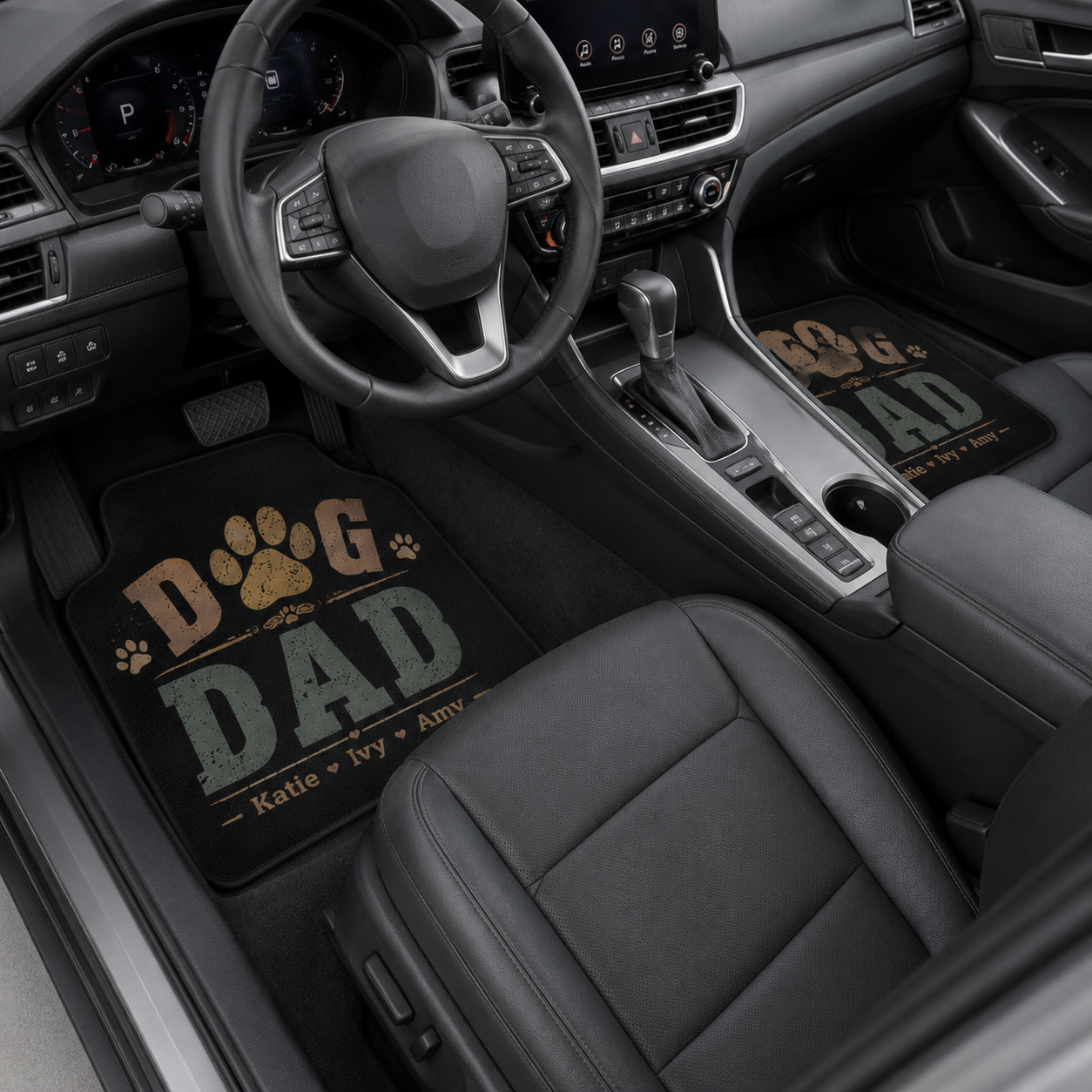 Personalized Dog Dad Flannel Car Floor Mats, Custom Dad Floor Mats, Gift For Dad TOM99