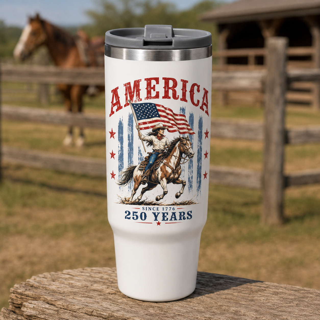 Custom Photo 250 Anniversary Horse 30oz Tumbler | Gift For Horse Lovers | Pet Lover Gifts TOM99