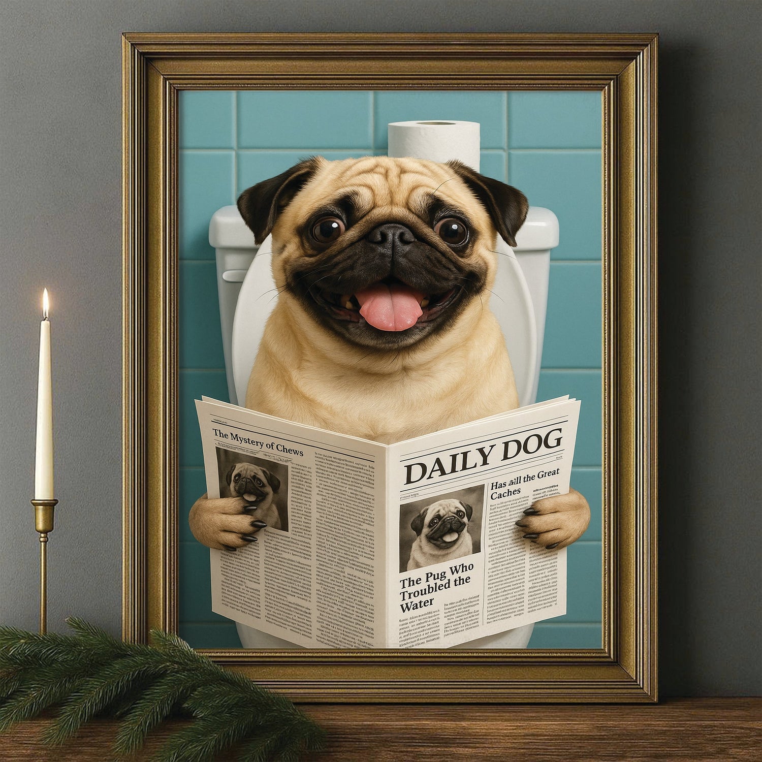 Dog Bathroom Framed Wall Art