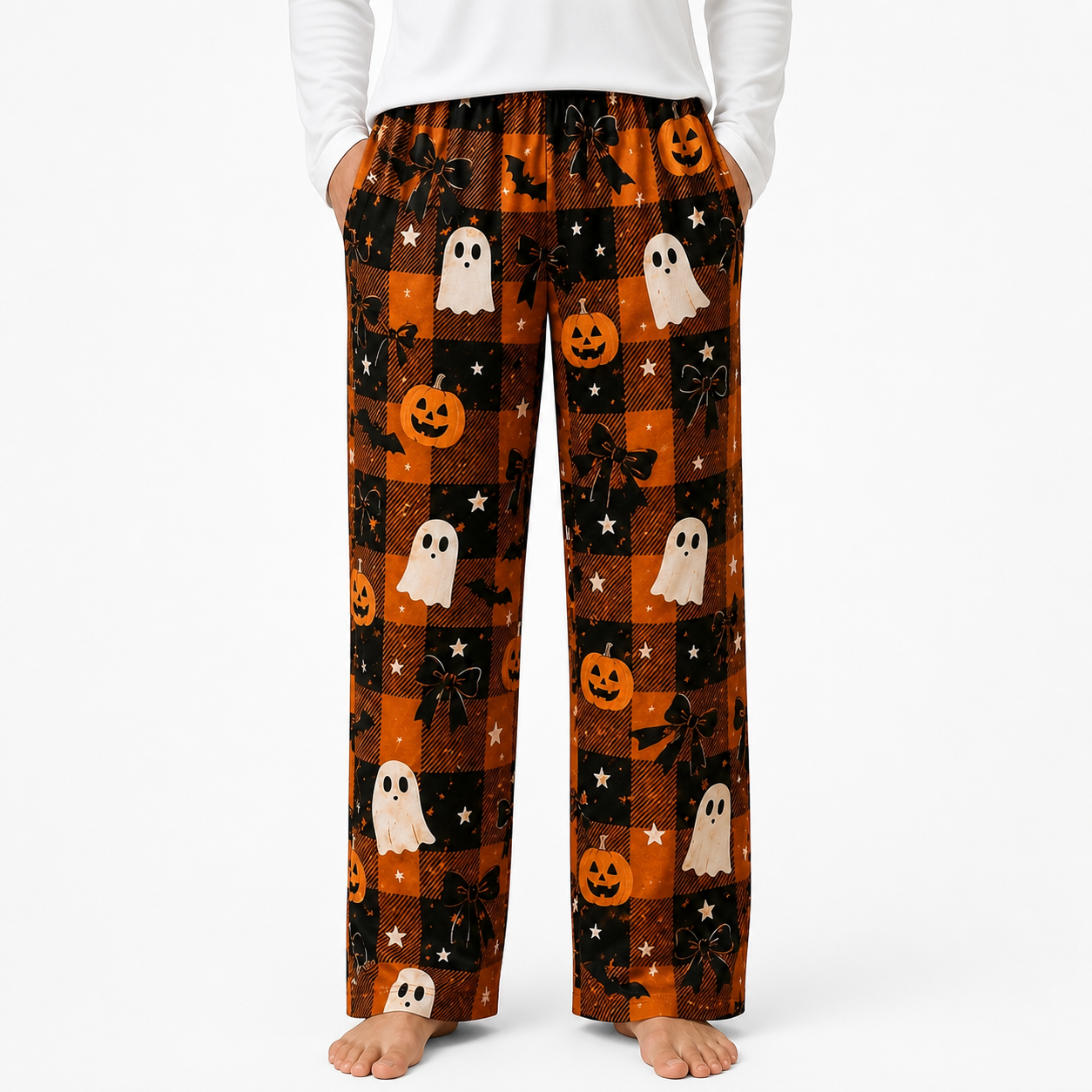 Halloween Unisex Straight Pajama Pants, Scary Cute All Over Print Sleep Pants, Halloween Gift For Him Her And Friends THUC99