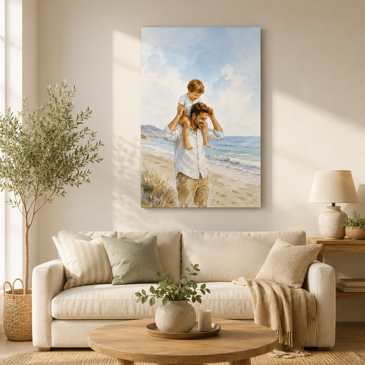 Custom Photo Dad And Son Canvas Wall Art - Custom Gift For Dad TOM99