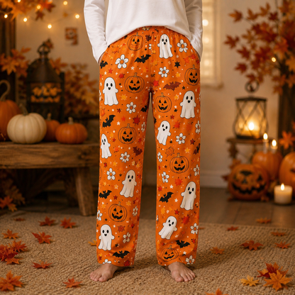Halloween Unisex Straight Pajama Pants, Creepy Cute All Over Print PJs, Fun Gift For Friends And Family THUC99